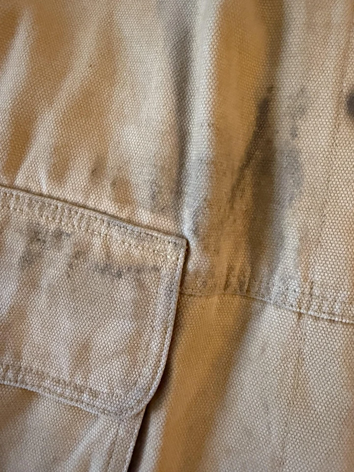 VTG Eddie Bauer Jacket Mens Medium Tan Canvas Barn Coat Corduroy Collar Plaid - Image 3 of 4