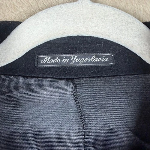 Adams Row Mens 42S Vintage 100% Wool Overcoat Navy Blue Made in Yugoslavia image 3