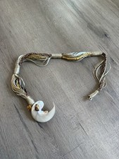 Vintage Carolyn Tanner Gold  Mother Of Pearl Braided Rope Belt