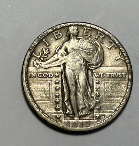 1917 TYPE 2 STANDING LIBERTY QUARTER VF-XF DETAIL
