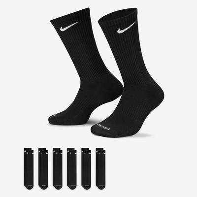 NWT Nike Everyday Plus Crew Socks Black 6 Pack Size S SX6897-010