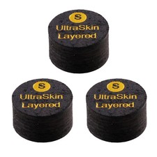 3-PACK UltraSkin Black Ultra Skin Billiard Pool Cue Tips Soft - 14mm