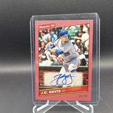 Panini 2020 Donruss Retro 1986 Signatures J.D. Davis Red Auto Mets /99