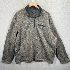 Eddie Bauer Fleece Pullover Men XXL Gray Sweater Quarter Zip Mock Neck Excellent