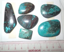 Turquoise Stone Flat Free Form Cabochon 181.5 Carat 6 pieces 36.3 gram Lot B