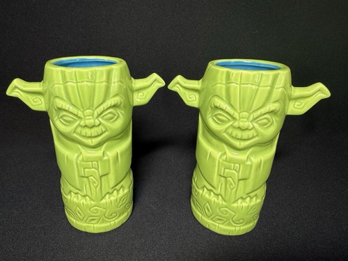 Star Wars “ Geeki Tikis “ Pair Of Master Yoda Green and Blue 2020 Tiki Mugs EXC
