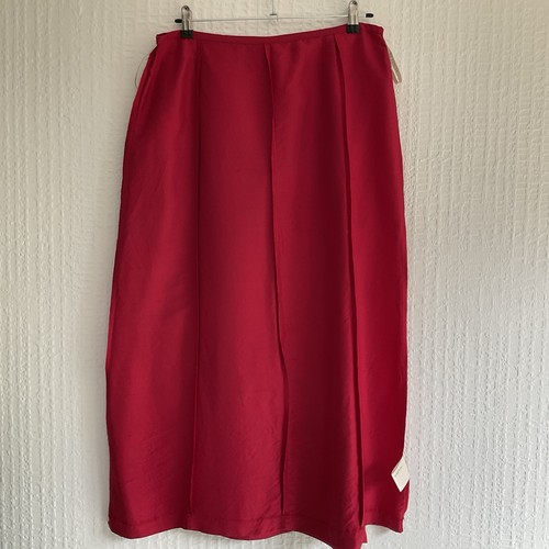 Women’s Vintage Laura Ashley UK 16 Midi Skirt Red 100% Silk - Picture 8 of 14
