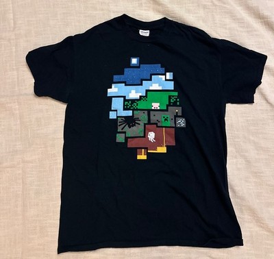 Mens World of Minecraft Nine Circles  Black T-shirt Short Sleeve M