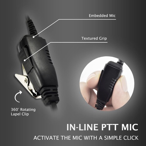 Two Way Radio 1-Wire C-Shape Swivel Headset Earpiece PTT for Motorola CP88, C... - Picture 6 of 7