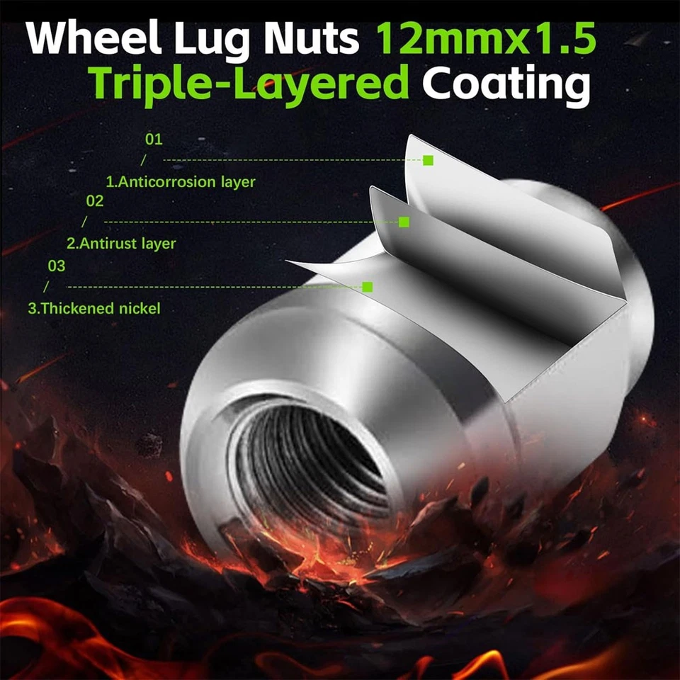 20 peças porcas de roda de bolota cromadas M12x1.50 para Honda Civic Accord 2009-2019 novas - Imagem 4 de 4