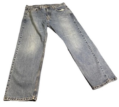 Levis 505 Jeans Mens 36x30 Regular Fit Straight Leg Light Wash Blue Denim Pants