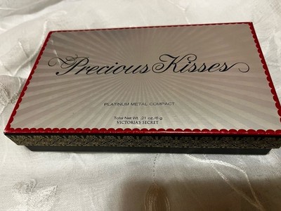 Victoria's Secret Precious Kisses Platinum Metal Compact Makeup Set w/ Lip Gloss