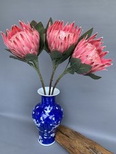 28” Large Red King Protea Soft Touch Artificial Luxury Faux Flowers Single Stem