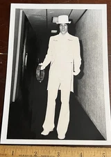 Photo,Man wearing White Tails and Top Hat,Tambourine, Singing Telegram on Jacket