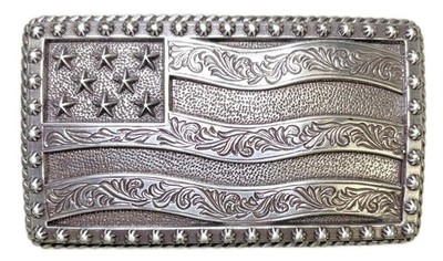 Justin American Flag Flying High Metal Belt Buckle Stars Stripes Patriotic