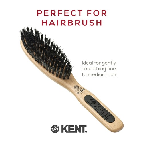 Kent PF05 Narrow Oval Hair Brush, Pure Boar Bristle and Wood for Brown - Picture 3 of 8