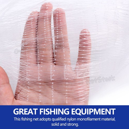 Durable Fishing Cast Net Bait Easy Throw Hand Cast Strong Tire Trap Line 8/12ft - Picture 4 of 12