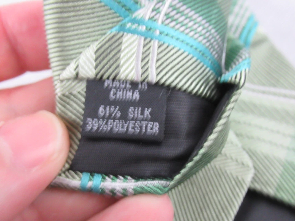 Corbata de cuello Geoffrey Beene Petra a cuadros mezcla de seda, verde, talla única Foto 3 de 3