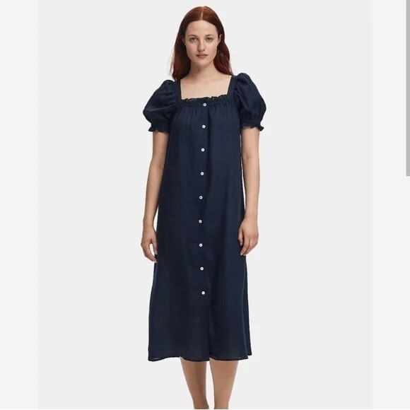 knee length dresses for ladies Sleeper Atlanta Linen Dress