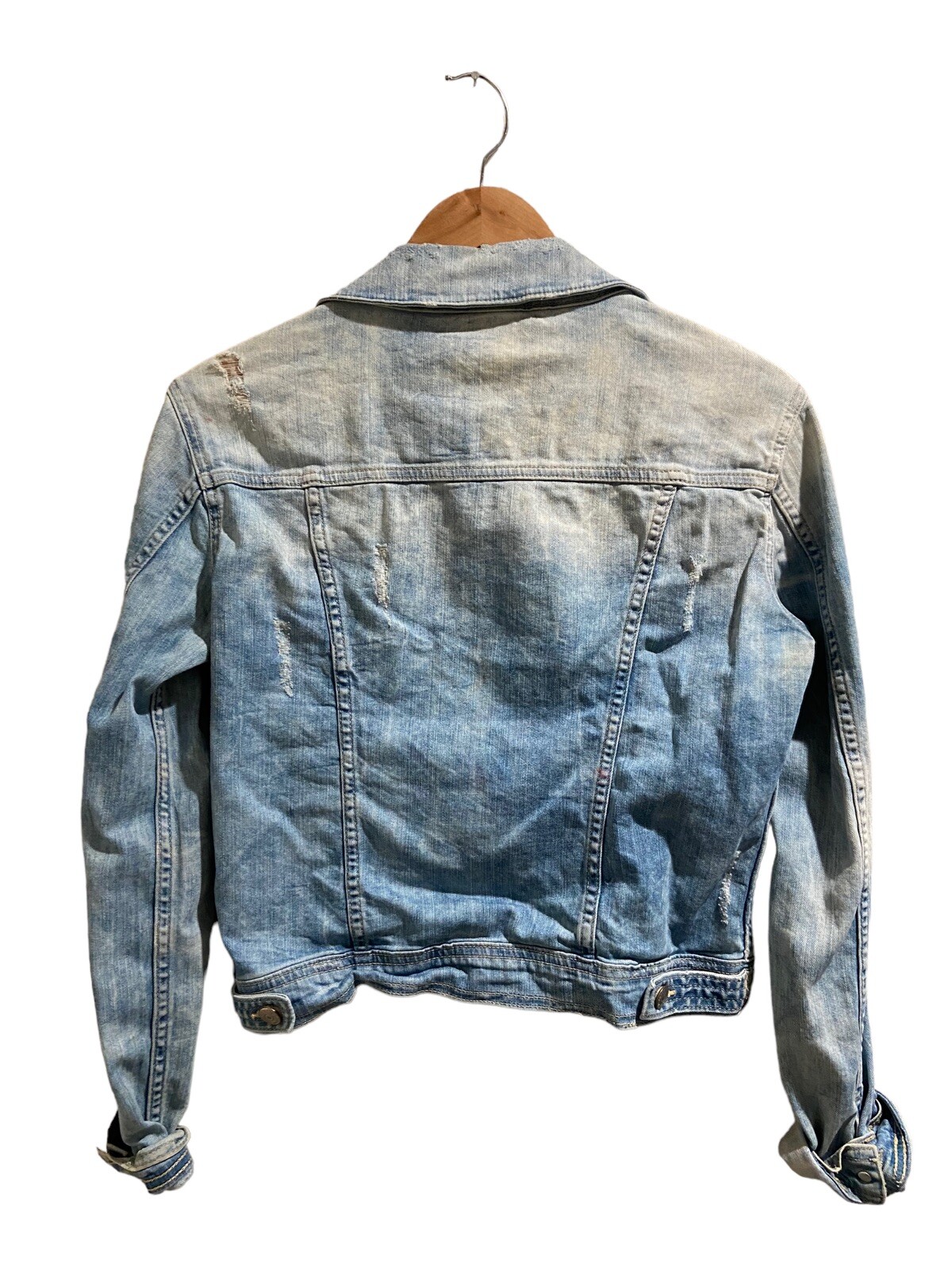 Zara Basic Denim Jean Jacket Blue Distressed Wome… - image 7