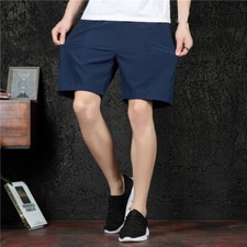 Men Sweat Shorts Half Pants Straight Leg Elastic Waist Jogging Sport Casual Soft