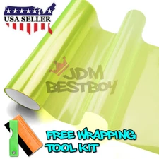 12"X48" Glossy Neon Yellow Tint Headlights Fog Lights Sidemarker Vinyl Sticker
