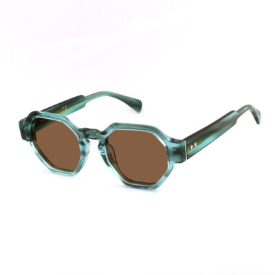 XLAB Sunglasses mod. LEYTE  TRANSPARENT STRIPED GREEN / POLARIZED BLUE
