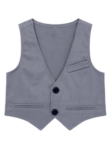 Kids Boy's Vest Wedding Waistcoats Birthday Top Gentleman Blouse Performance - Picture 15 of 22