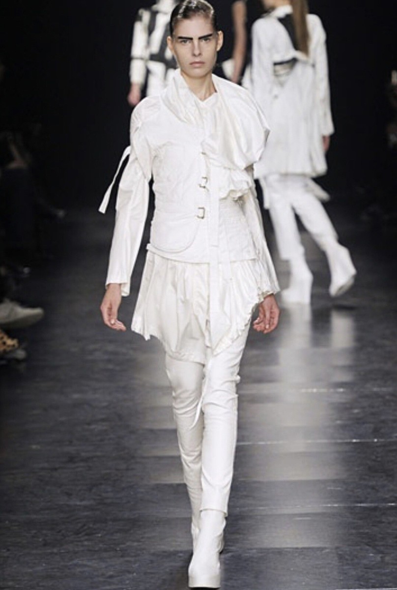 SS 2011 ANN DEMEULEMEESTER RARE ARCHIVAL RAYON WHITE LIGHT