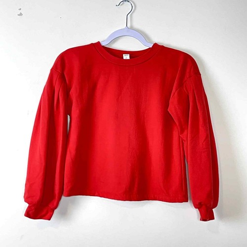 1901 Kids Red Tomato Pleated Sleeve Fleece Sweatshirt NWOT Girls Size L 10-12 - Picture 3 of 9