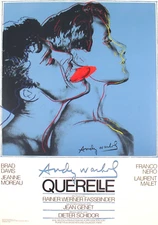 ANDY WARHOL Querelle Blue 39.25" x 27.5" Poster 1983 Pop Art Blue, Red Movies