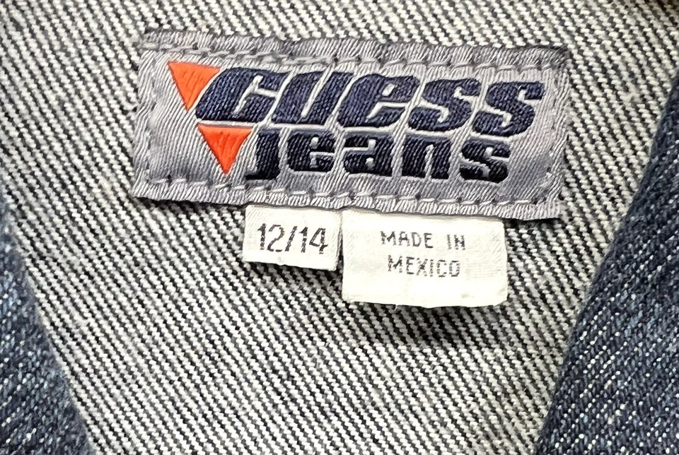 Guess junior Girl's Sz 12/14 Classic Blue Jean Trucker Grunge Jacket