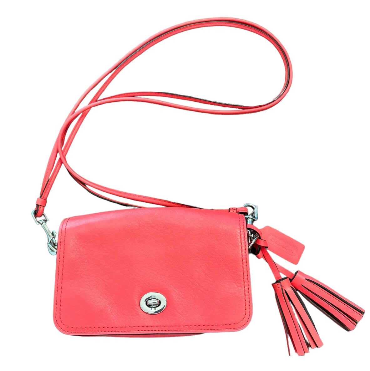 COACH 19914 Poppy Red Leather Penny Shoulder Crossbody Bag COACH 19914 Poppy Red Leather Penny Shoulder Crossbody Bag