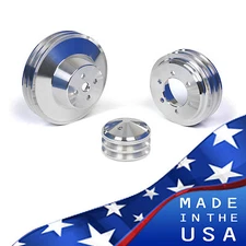 Buick Pulley Kit - Big Block 400 430 455 Crank V-Belt Billet Aluminum 3 A/C