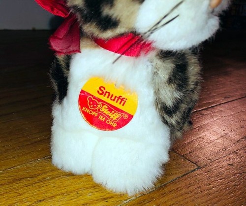 Steiff 6” Snuffi Cat Kitten Plush 077395 Ear Button Chest Tag All IDs Vintage - Picture 2 of 4