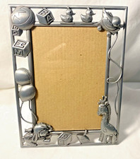 Pewter Baby Photo Frame Blocks Lamb Giraffe Design 4x6 Photo