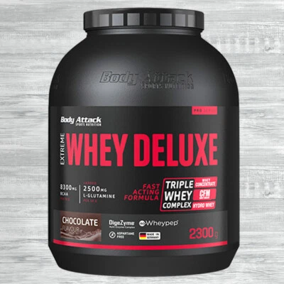 Body Attack Extreme Whey Deluxe Protein 2,3kg Dose 33,04 €/kg mit Glutamin BCAA