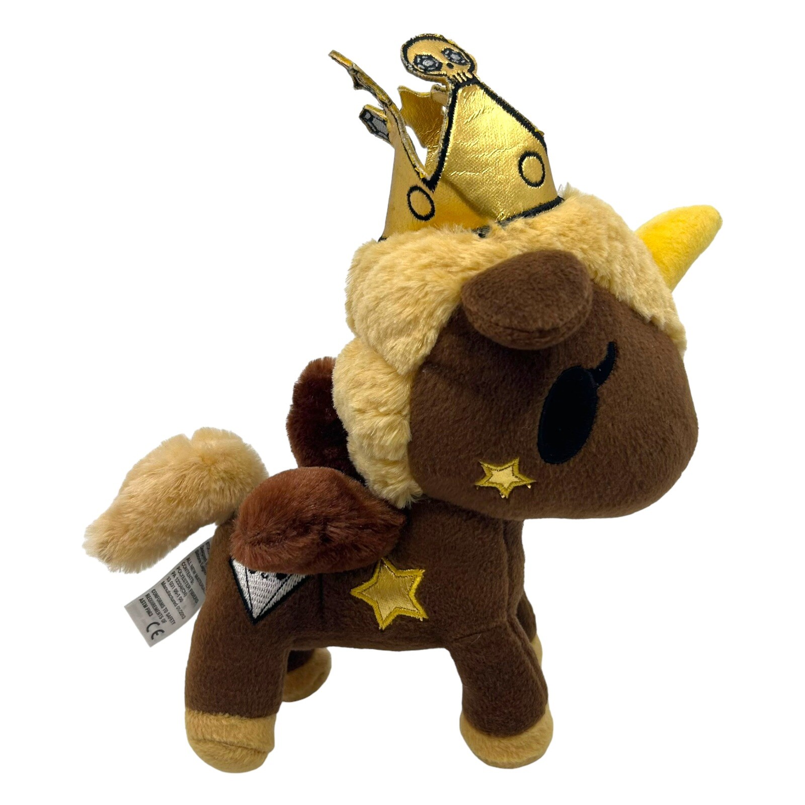 Tokidoki Prima Donna Unicorno 9” Peluche Marrone Oro Corona Diamante Salvadanaio Giocattolo