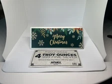 4 oz .999 Silver Bar Merry Christmas w/ Cert APMEX Colorized
