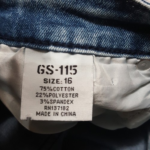Gs115 Size 16 Boys Jeans Moto Mid Rise Blue Denim - Picture 10 of 11
