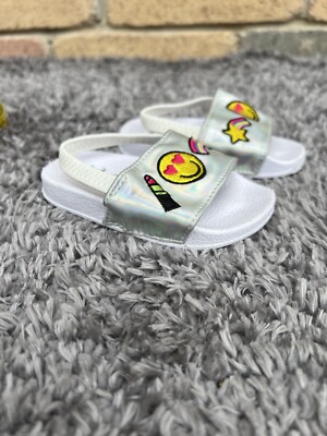 First Steps Baby Toddler Sandals Happy Face White Size 4 