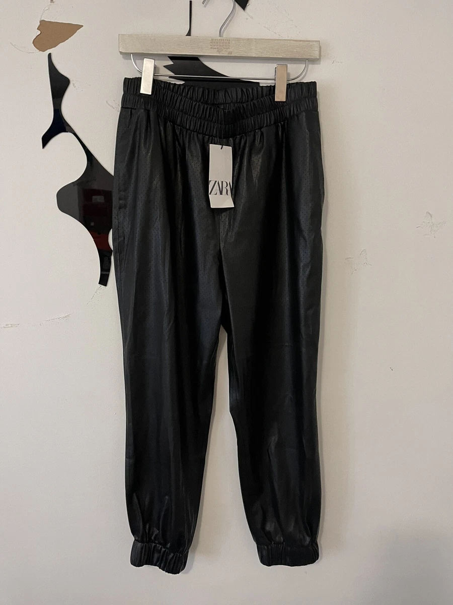 NWT Zara Women Collection Faux Leather Jogging Pants Sz Large