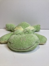 Russ Baby Green Cuddle Plush Frog Soft Rattle Yellow Bow