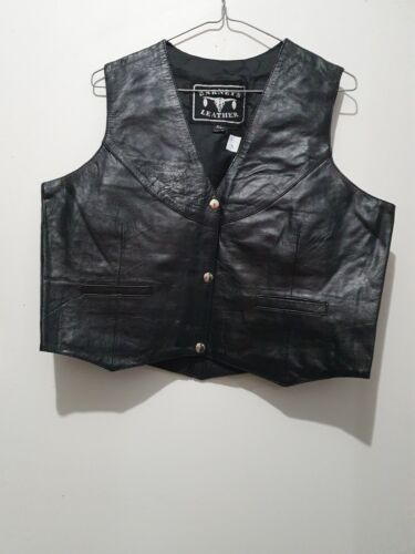 Womens Barneys Buffalo Leather Vest Size XL 52cm chest silk lined | eBay