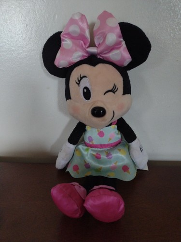 disney junior minnie mouse in ice cream cone print dress winking 9 beanie plush ebay