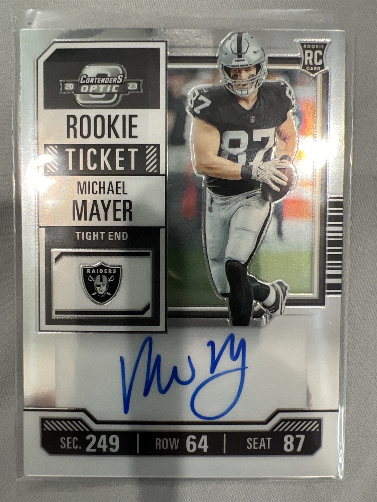 2023 Contenders Optic Michael Mayer Rookie RC Ticket Auto Raiders #125 🔥🏈💎