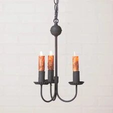 3-Arm Ellswoth Country Chandelier In Textured Black Metal/Hanging Light
