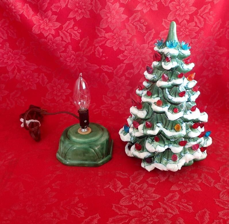 Vintage 12" Lighted Ceramic Christmas Tree with Base eBay