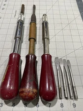 Lot Of 3 Stanley Yankee 130A Reversible & Locking Spiral Screwdrivers 12"