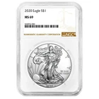 2020 $1 American Silver Eagle NGC MS69 Brown Label